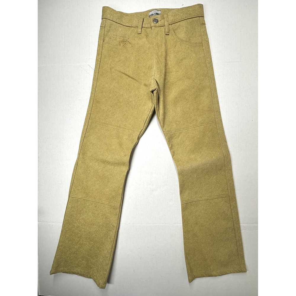 VTG Ben Ryan Chartreuse Wood Pulp Bootcut Pants Barrel Women 28X30 Thin USA NWOT - Picture 2 of 10